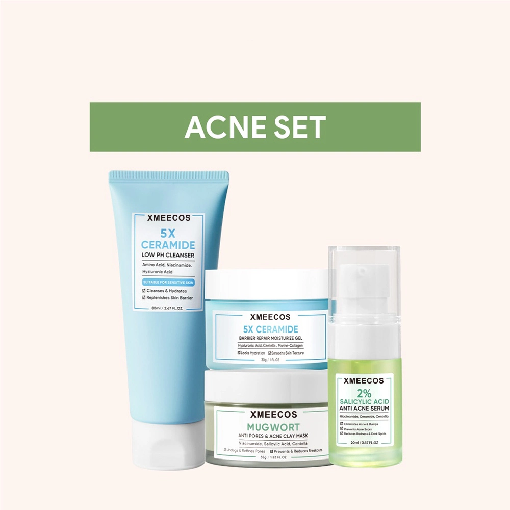 Cosmetic Skincare Set Ceramide Cleanser + Moisture Gel + Clay Mask+Toner Serum Skin Barrier Repair